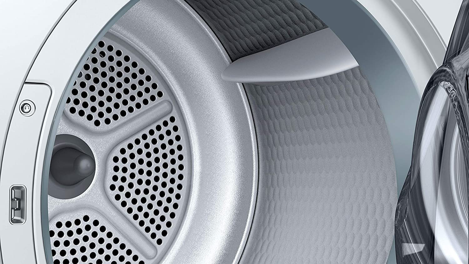 Closeup interior view of heat pump clothes dryer - photo